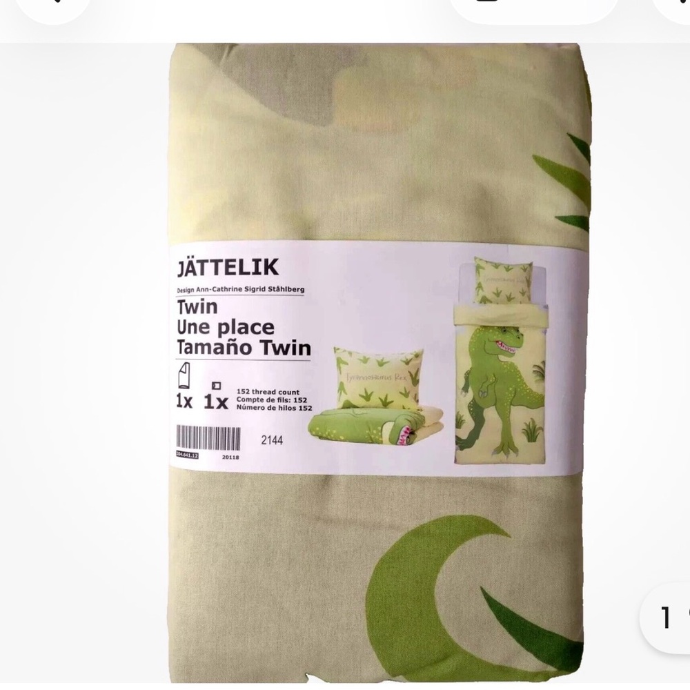 IKEA JÄTTELIK Twin Duvet Cover - Green Dinosaur